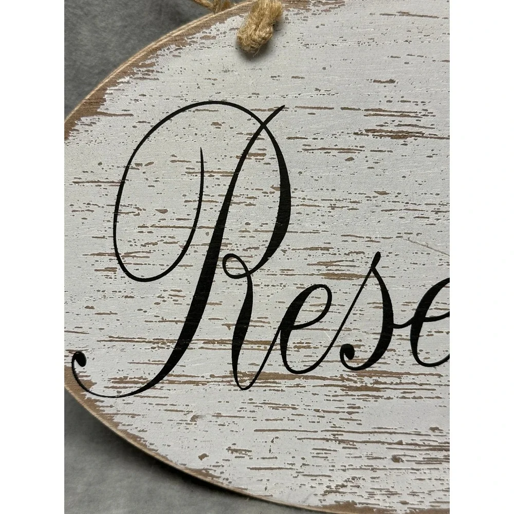 Reserved Signs Set of 5‎ Home Decor White Distressed Rustic Wood Oval New